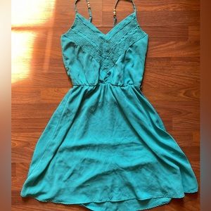 Summer Blue Picnic Spaghetti Strap Dress